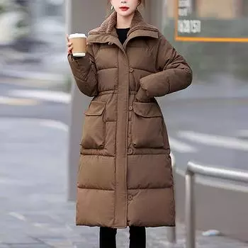 Теплое женское зимнее пальто большого размера, модные толстые теплые длинные парки, женское пальто S чёрный