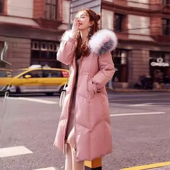 Теплое зимнее хлопковое пальто длиной до колена для студенток M