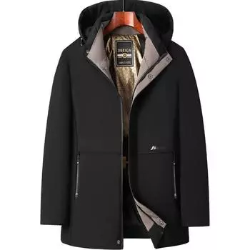 Теплое зимнее пальто мужское Утепленное флисовое на молнии Мужские куртки Большого размера Одежда Новая флисовая теплая Зимняя куртка Мужская Парка с капюшоном Мужская XXXXXL