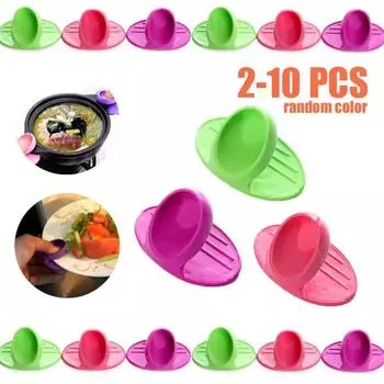 Теплоизоляционная перчатка для пальцев Кухонная посуда Силиконовая духовка Микроволновая печь Силиконовый нескользящий держатель Кухонные принадлежности 2PCS фиолетовый