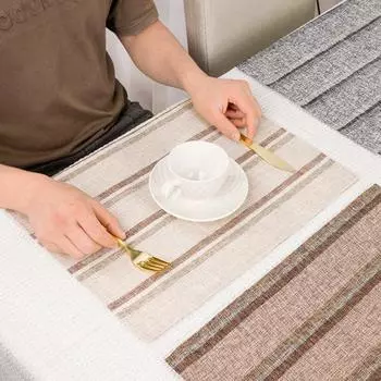 Теплоизоляционная подставка для столовых приборов, износостойкая, водонепроницаемая, нескользящая, настольный коврик с полосатым принтом, стеклянная посуда, подставка для чашек коричневый
