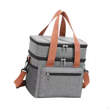 Теплоизоляционная сумка для доставки еды, большая вместительная сумка для кемпинга и походов серый