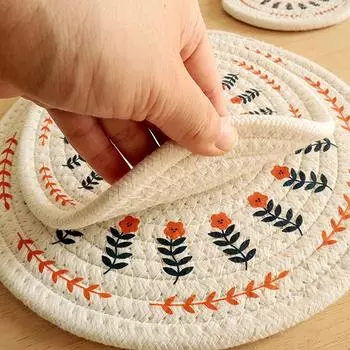 Теплоизоляционный коврик из хлопчатобумажной ткани в скандинавском стиле, коврик для столовой тарелки, коврик для кастрюли, подставка под чайный горшок, коврик для стола, предотвращающий ожоги