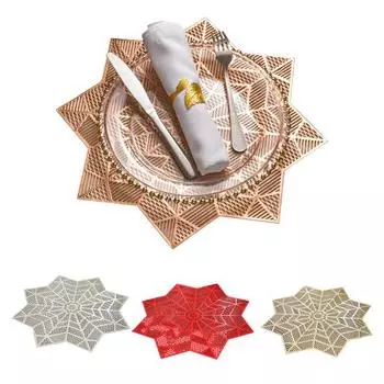 Теплоизоляционный ПВХ-коврик, нескользящий подстаканник, коврик для обеденной вечеринки, современный полый дизайн, износостойкий, устойчивый к высоким температурам розового золота