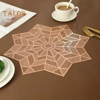 Теплоизоляционный ПВХ-коврик, нескользящий подстаканник, коврик для обеденной вечеринки, современный полый дизайн, износостойкий, устойчивый к высоким температурам серебряный