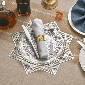 Теплоизоляционный ПВХ-коврик, нескользящий подстаканник, коврик для обеденной вечеринки, современный полый дизайн, износостойкий, устойчивый к высоким температурам розового золота