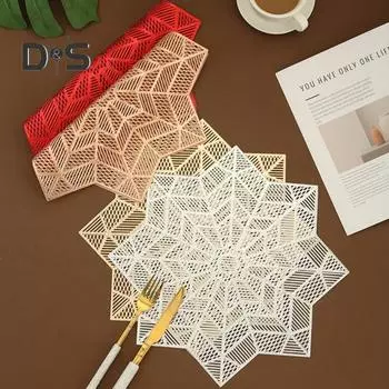 Теплоизоляционный ПВХ-коврик, нескользящий подстаканник, коврик для обеденной вечеринки, современный полый дизайн, износостойкий, устойчивый к высоким температурам розового золота