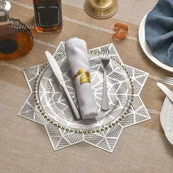 Теплоизоляционный ПВХ-коврик, нескользящий подстаканник, коврик для обеденной вечеринки, современный полый дизайн, износостойкий, устойчивый к высоким температурам розового золота