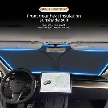 Теплоизоляционный солнцезащитный козырек на лобовое стекло Tesla Model 3/Y. Tesla front серебряный