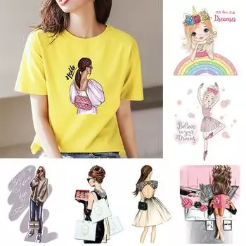 Теплообменные виниловые термопереносные наклейки «сделай сам», бумажная одежда для девочек, аппликация, теплопередающие наклейки, аксессуары для семьи S