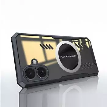 Теплоотводящий охлаждающий чехол для телефона iPhone 16 Pro Max Magsafing Magnetic Back Clip Acrylic Cover для Apple 14 13 12 11 Pro Max HD Transparent Case For iPhone 16 Pro Max чёрный