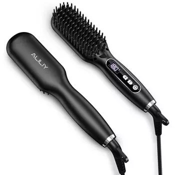 Тепловая щетка Aliliy Щетка для утюжка МАКСИМАЛЬНАЯ температура 30 миллионов отрицательных увлажнение и блеск волос глажка 60 минут LED завивка легко обжечь волосы электричеством чёрный