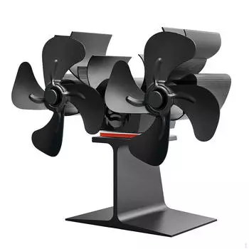 Тепловой вентилятор для камина с двумя головками и двигателями, 8 лопастей, профессиональный, с низким уровнем шума, для дров