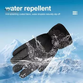 Тепловые перчатки для мужчин и женщин, зимние ветрозащитные перчатки из бархата для холодной погоды, для занятий спортом на открытом воздухе, теплая экипировка для катания на лыжах, велоспорта, скалолазания чёрный