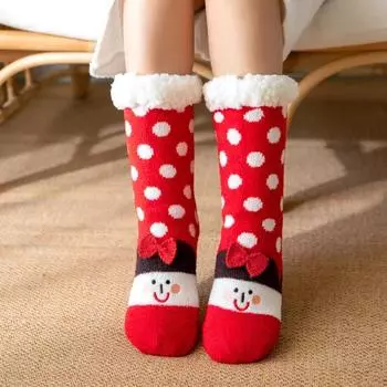 Тепловые пушистые носки женские зимние теплые носки-тапочки мягкие женские домашние рождественские подарки нескользящие носки-тапочки One Size