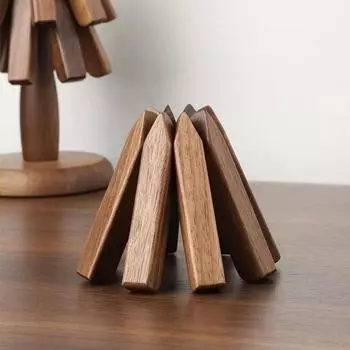 Теплозащитный коврик Деревянные кухонные принадлежности Термостойкий изоляционный коврик в форме дерева Защитите стол от горячих блюд для кастрюль коричневый