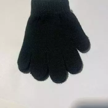 Теплые, эластичные, однотонные вязаные перчатки без пальцев S чёрный