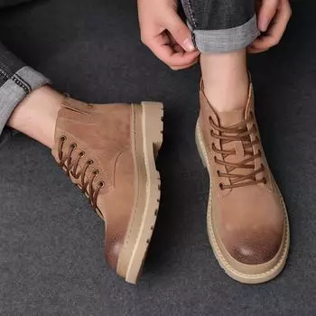 Теплые бархатные ботинки «Челси», модные ботинки в британском стиле, универсальные ботинки в Корейском стиле, мужские туфли «Мартенс» с высоким берцем, мужские 38