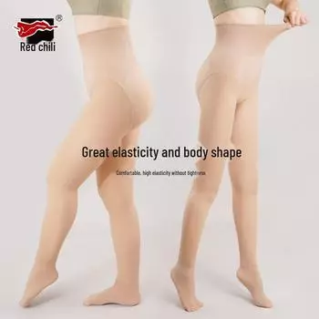 Теплые бархатные леггинсы с высокой талией Red Pepper для женщин - светочувствительные колготки телесного цвета для осени и зимы 100g, One Size, Connected feet кофейный