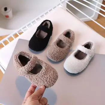 теплые бобовые туфли зимние туфли принцессы 21 size shoes inner length 13.4cm белый