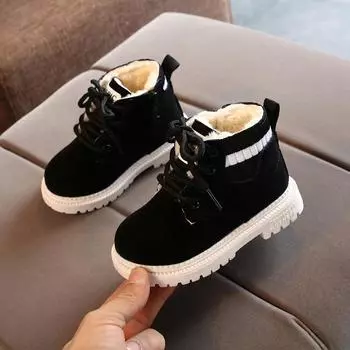 Теплые ботинки Youyou для маленьких девочек и мальчиков, обувь на шнуровке, короткие ботильоны до щиколотки 21 коричневый