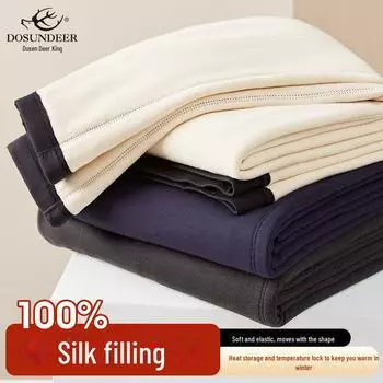 Теплые брюки унисекс из 100% шелка и хлопка тутового шелкопряда для людей среднего и пожилого возраста - можно стирать в стиральной машине, доступны большие размеры Ladies XL чёрный