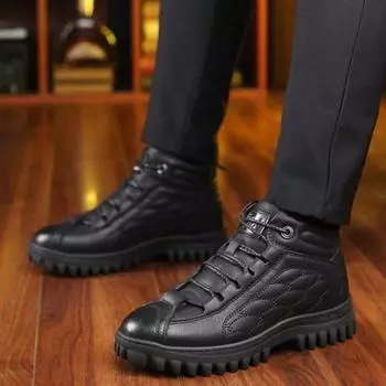 Теплые черные мужские повседневные ботинки на шнуровке, дизайнерские, из искусственной кожи, удобные, для взрослых, новые, мужская кожаная обувь, предложение, размер 45 38