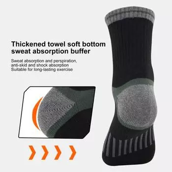 Теплые детские лыжные носки из хлопка, термоноски, зимние спортивные гольфы для мальчиков и девочек, катание на коньках и лыжах серый