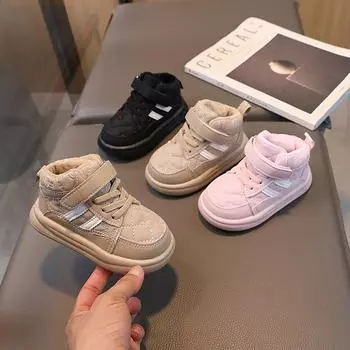 Теплые детские сапоги Осенние и зимние зимние сапоги Мягкая хлопковая обувь 21 розовый