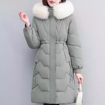 Теплые длинные парки для женщин 2023, плотная зимняя одежда, женское пальто с хлопковой подкладкой и воротником из искусственного меха, зимние куртки в корейском стиле M чёрный