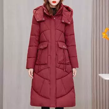 Теплые длинные парки для женщин, пальто, модные толстые женские зимние пальто с капюшоном L чёрный