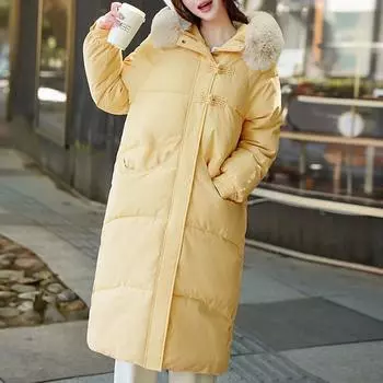 Теплые длинные парки женские пальто модные меховые воротники толстые теплые женские зимние куртки S чёрный