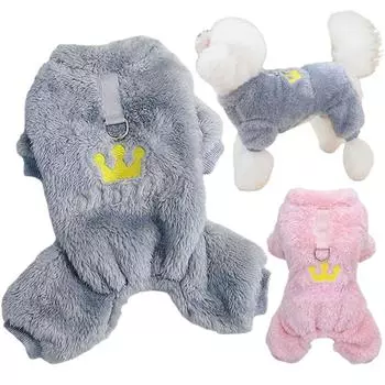 Теплые флисовые комбинезоны для маленьких собак, кошек, комбинезон, одежда для щенков, французского бульдога, чихуахуа, пижамы, наряды для пуделя, товары для животных S серый