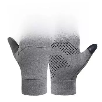 «Теплые флисовые водонепроницаемые перчатки для осени/зимы»: Унисекс перчатки для велоспорта и альпинизма, защищающие от холода M серый
