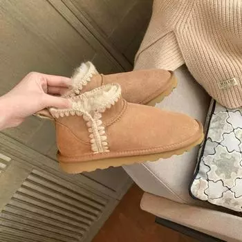 Теплые хлопковые ботинки на толстой подошве и меховые зимние сапоги для женщин 35