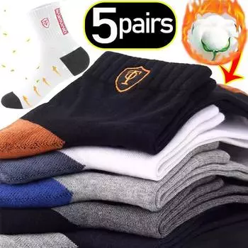 Теплые хлопковые мужские носки осень-зима мужские впитывающие пот прохладные спортивные носки средней длины дышащие противоскользящие прочные термочулки