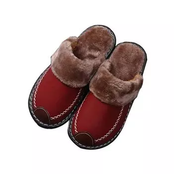 Теплые хлопковые тапочки, зимняя домашняя обувь с толстой подошвой, мужские и женские модели, кожаные тапочки для пар 39