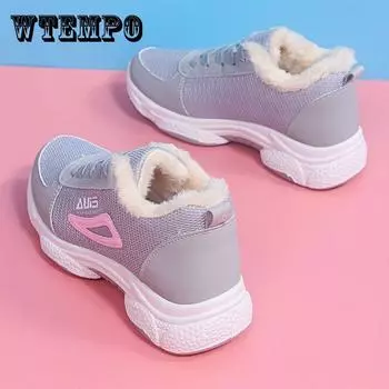 Теплые и толстые повседневные спортивные женские хлопковые туфли из бархата с плоским дном, противоскользящей и износостойкой подошвой, модная студенческая обувь 35