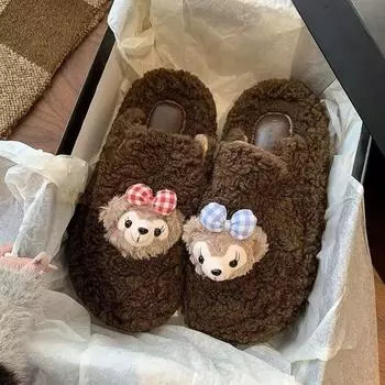 Теплые и утолщенные высококачественные пушистые туфли Fairy Wind, женская обувь 2024 года, новые туфли из хлопка с бантом прилив 35