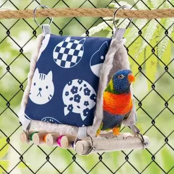 Теплые качели для птиц, гамак, мультяшная палатка для птиц, гнездо, клетка для попугаев, гамак для попугаев, хлопковое гнездо для зимы M синий