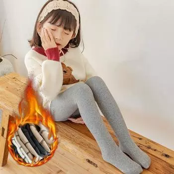 Теплые колготки для маленьких девочек, колготки с бархатной подкладкой, детские чулки, флисовые леггинсы, От 2 до 15 лет M