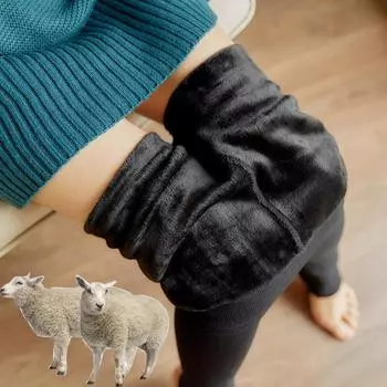 Теплые леггинсы, бархатные леггинсы с жемчугом, 200 г, осенне-зимние женские плюс бархатные утепленные брюки, теплые брюки, леггинсы, сохраняющие тепло, эластичные леггинсы One Size&200g чёрный