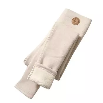 Теплые леггинсы для девочек с плюшевой и утолщенной осенне-зимней верхней одеждой, теплые брюки для детей и младенцев с хлопковыми брюками с высокой талией 160 белый