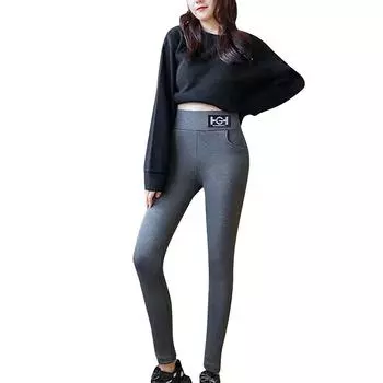 Теплые леггинсы для девочек с плюшевой и утолщенной осенне-зимней верхней одеждой, теплые брюки для детей и младенцев с хлопковыми брюками с высокой талией L