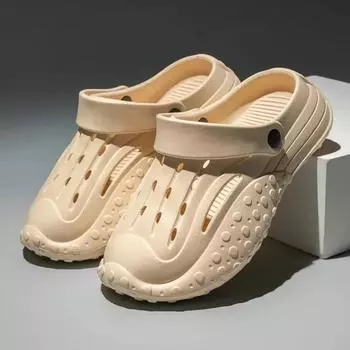 Теплые летние мужские тапочки-сабо унисекс из ЭВА, дышащие туфли с полыми отверстиями, мужские модные кроссовки, сандалии, легкие пляжные шлепанцы 35-36 белый