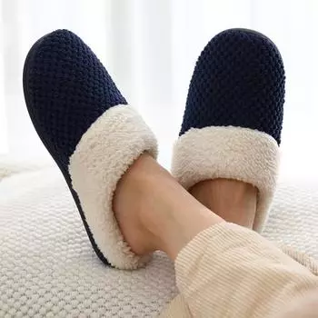 Теплые меховые домашние тапочки для женщин и мужчин, удобные зимние теплые тапочки с флисовой подкладкой, хлопковая обувь для дома и улицы, короткая плюшевая обувь 36-37(8.8-9 inch) фиолетовый