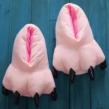 Теплые мягкие домашние тапочки для пола, женские зимние мужские детские тапочки, лапа, забавное животное, рождественский монстр, динозавр, коготь, плюшевый дом S baby1 -5years old