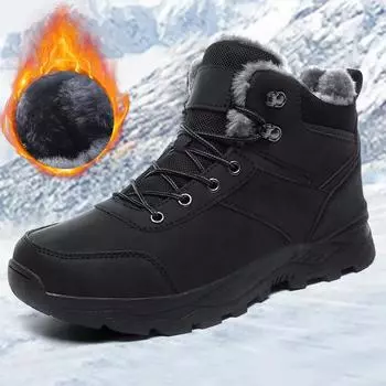 Теплые мужские ботинки из хлопка с бархатом Зимние мужские ботинки Ветрозащитные зимние ботинки Удобная мужская повседневная обувь Нескользящие походные ботинки 39