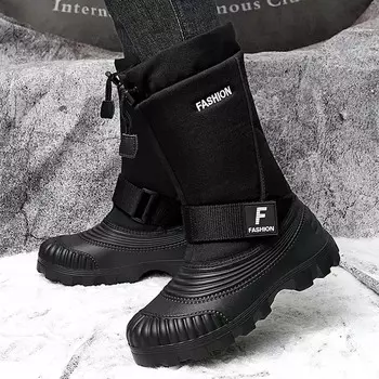 Теплые мужские зимние ботинки, непромокаемые уличные зимние зимние ботинки, мужская обувь с высоким берцем из плюша и хлопка с повернутой пуговицей, мужская зимняя походная обувь 39 серый