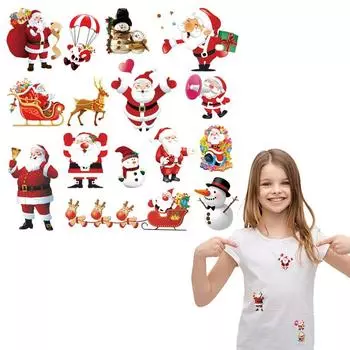 Теплые наклейки Санта-Клауса на одежду, утюг на заплатках, стикер «сделай сам», модный термопресс, аппликация на джинсы, в полоску, термопереносы 23x22cm